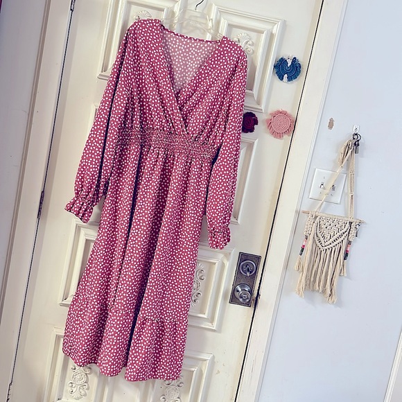 NEW: Ladies Flirty Bohemian Floral Printed V-Neck LongSleeves Midi Dress 3X - Picture 1 of 15